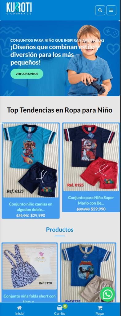 Vista final de una tienda publicada en Sacleon desde celular.